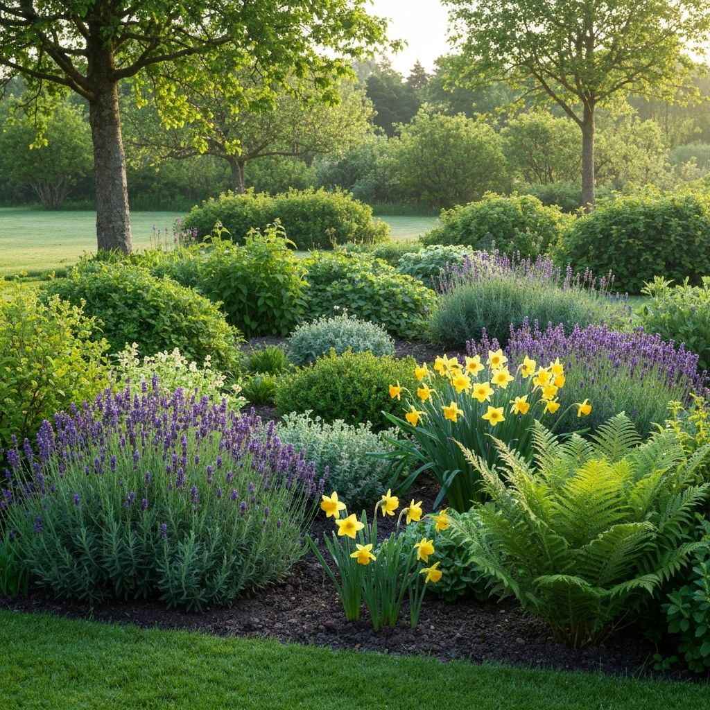 Vakker hage med planter